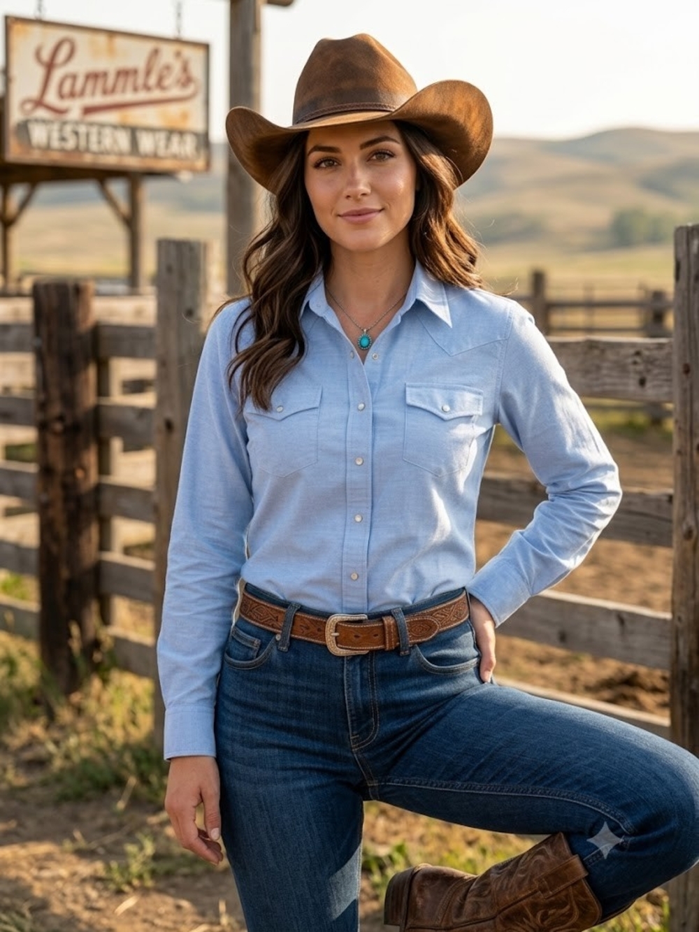 Lammle's Western Wear Coastal Cowgirl Rodeo Pearl Snap Western Button Down